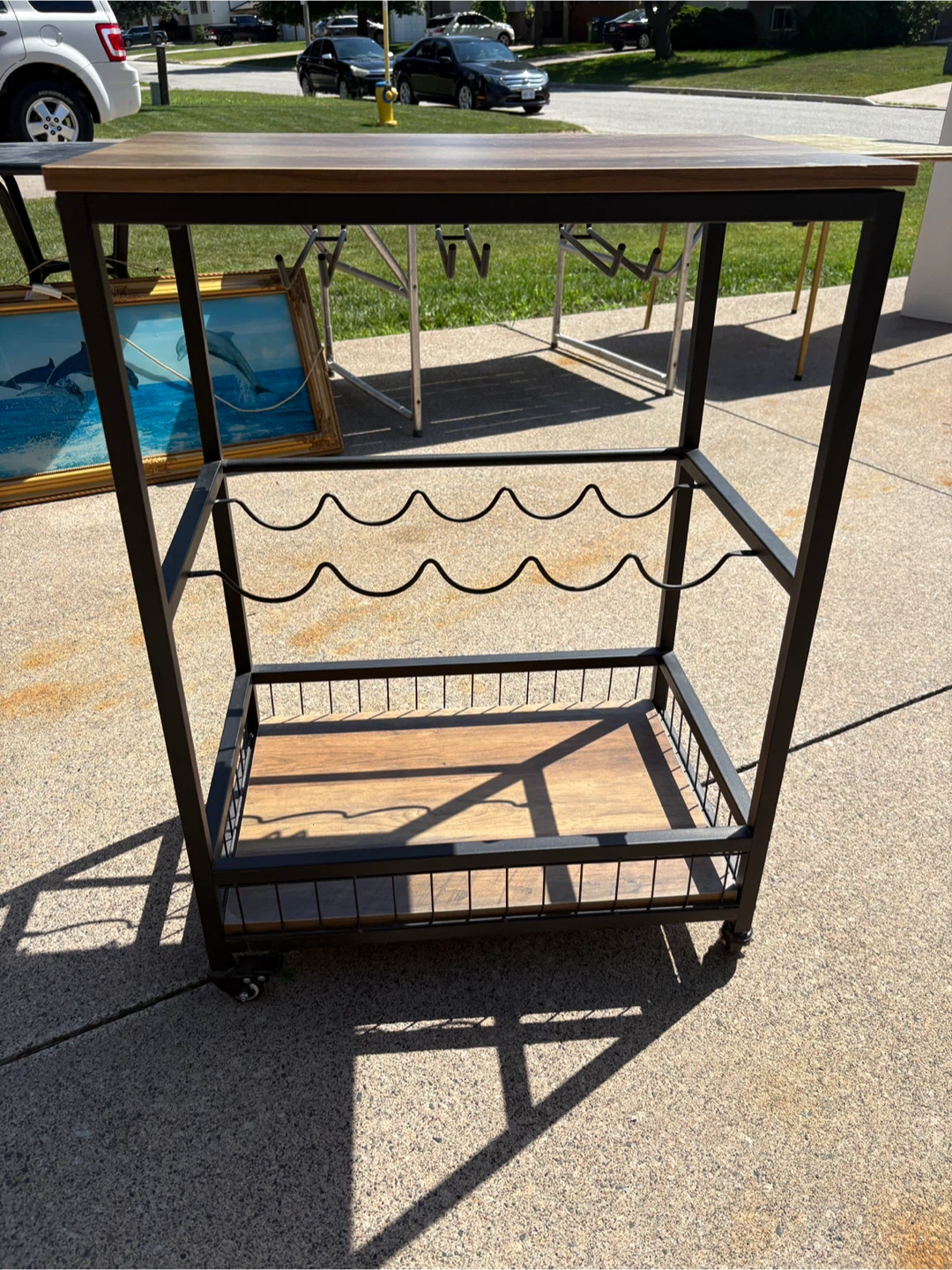 Rolling Bar Cart with Wine Rack - photo 2