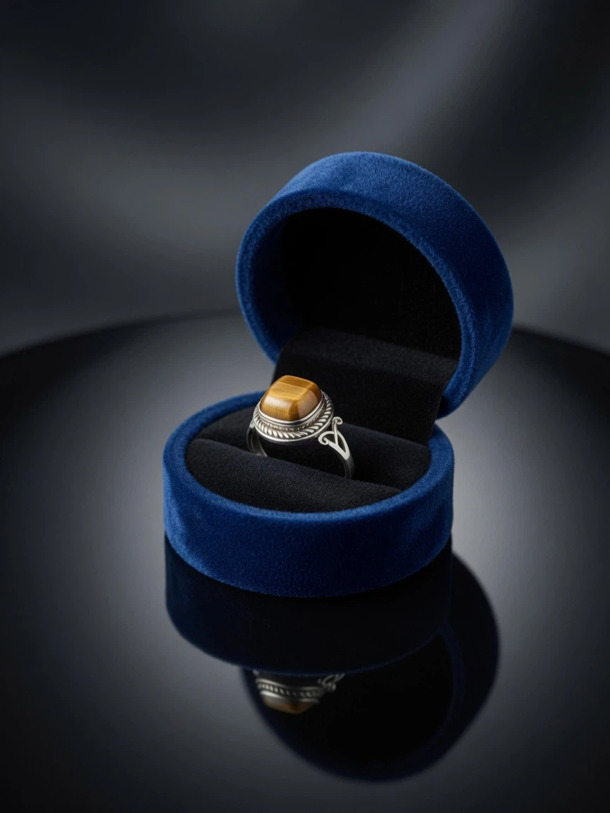 Tigers Eye Ring with Silver Band