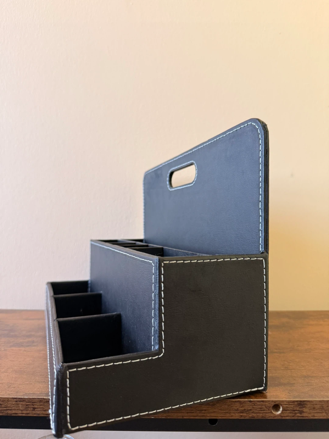 Black Faux Leather Desk Organizer Caddy - photo 2