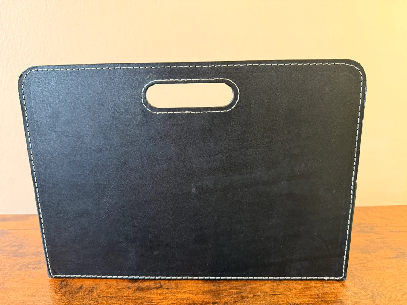 Black Faux Leather Desk Organizer Caddy - photo 3