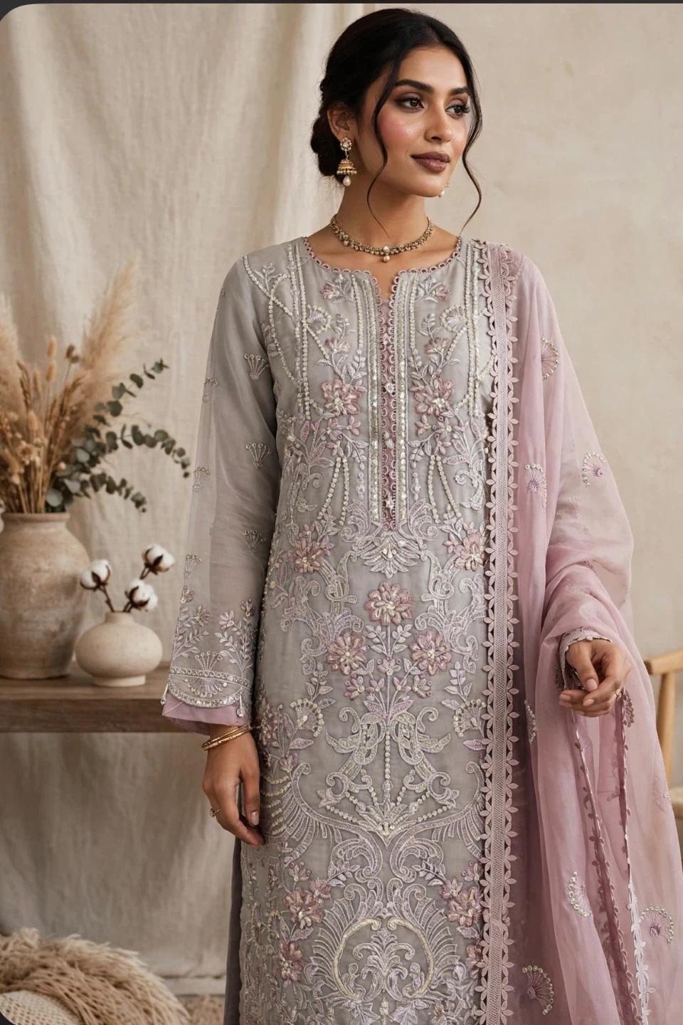 Embroidered Pakistani suit