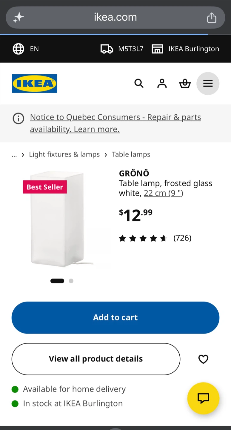 IKEA GRÖNLÖ Table Lamps - Frosted Glass White - photo 4