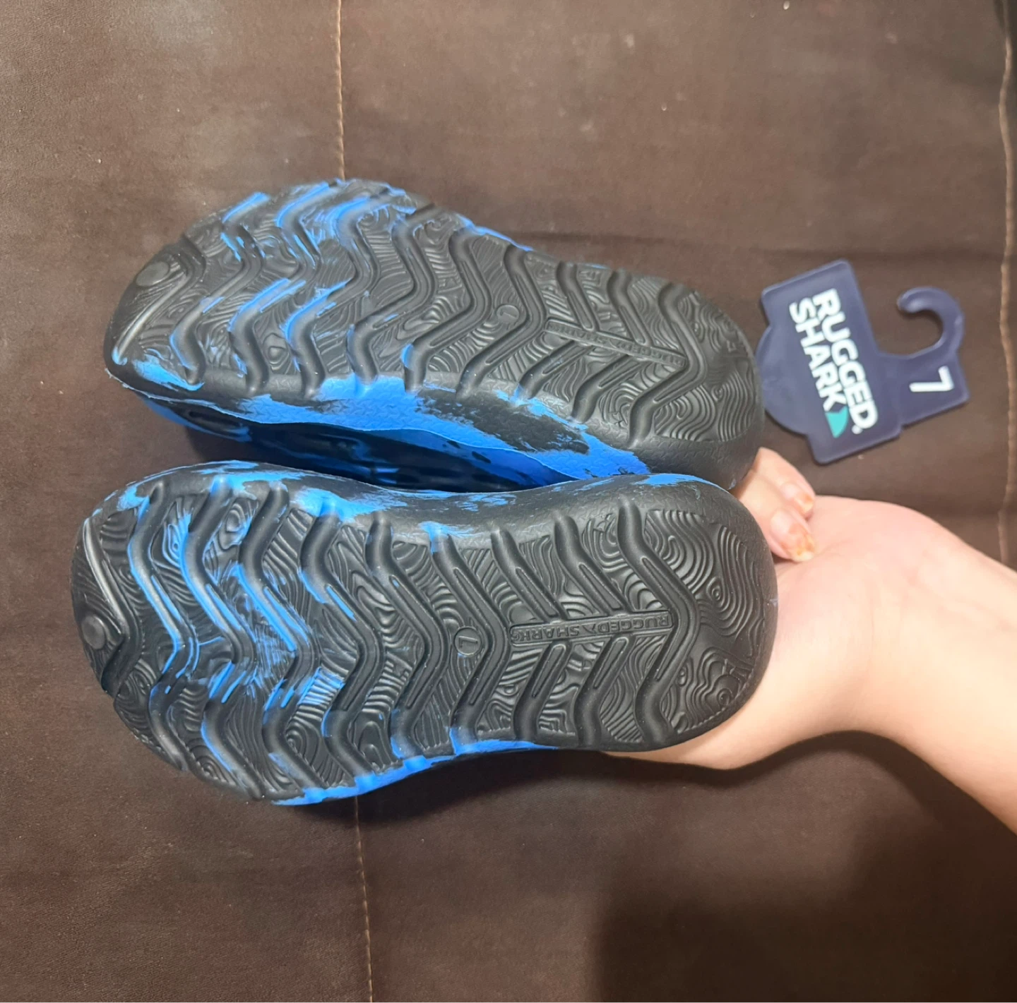Rugged Shark Kids Water Shoes Size 7 Blue Black Clogs - photo 3