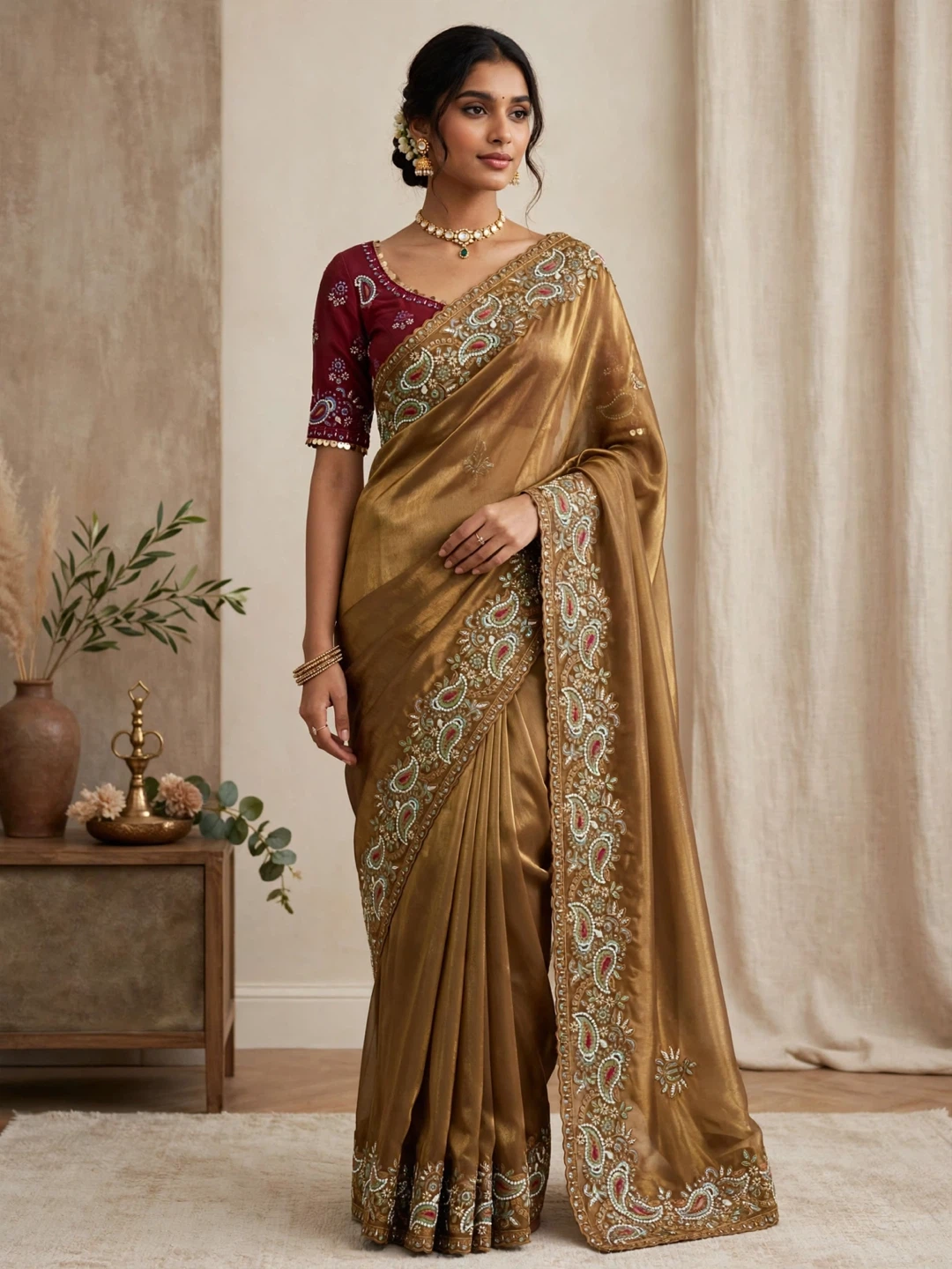 Embroidered Saree Set