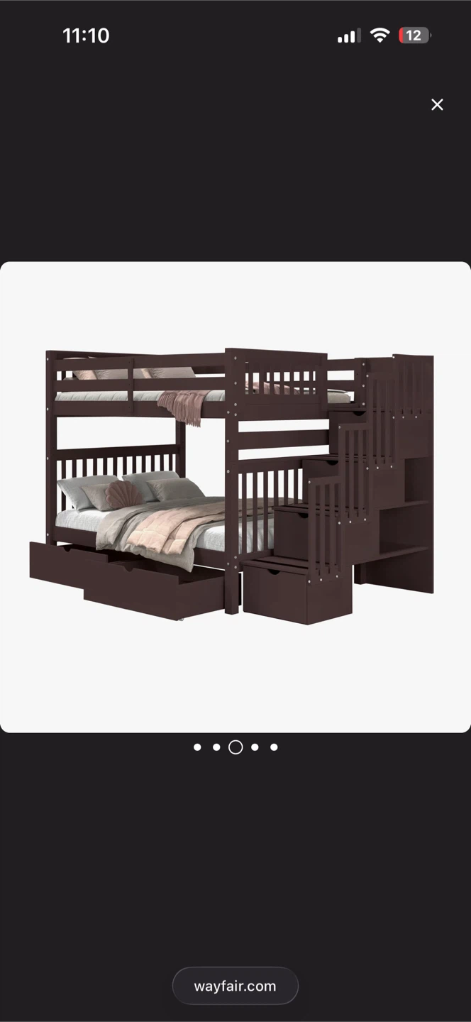 Full over full bunk bed with storage stairs - photo 3