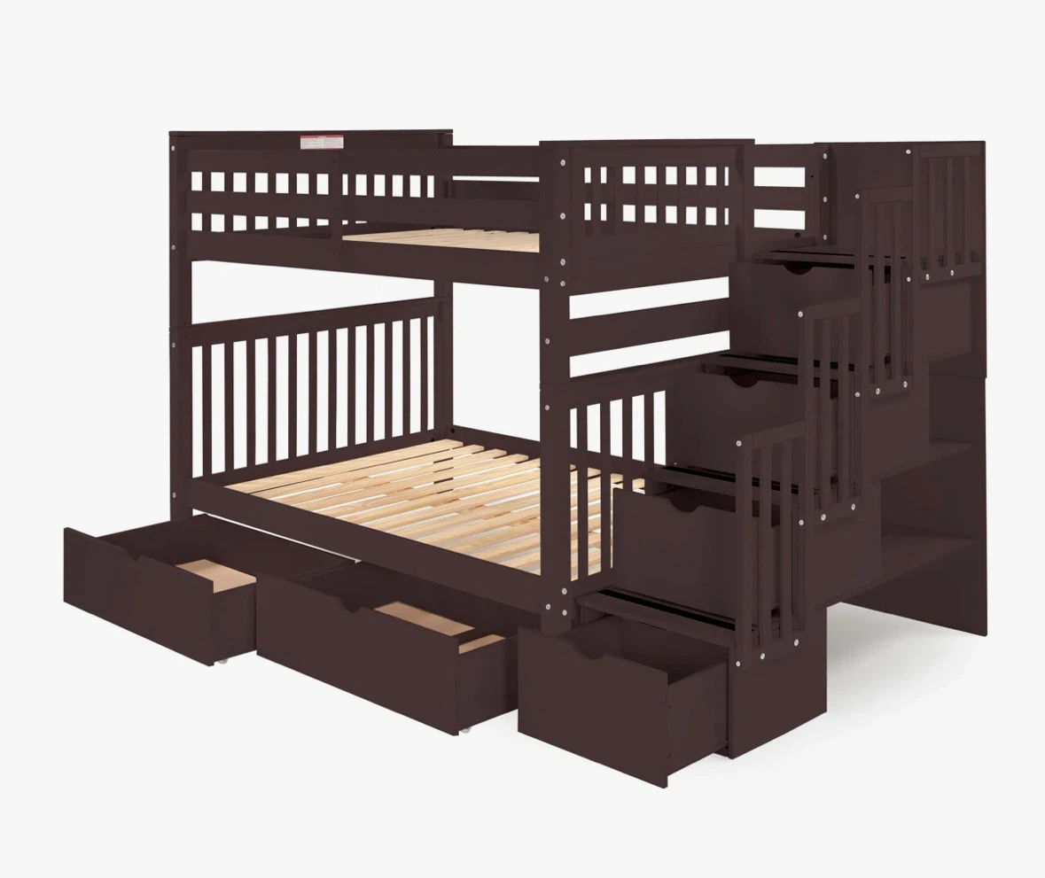 Full over full bunk bed with storage stairs - photo 4