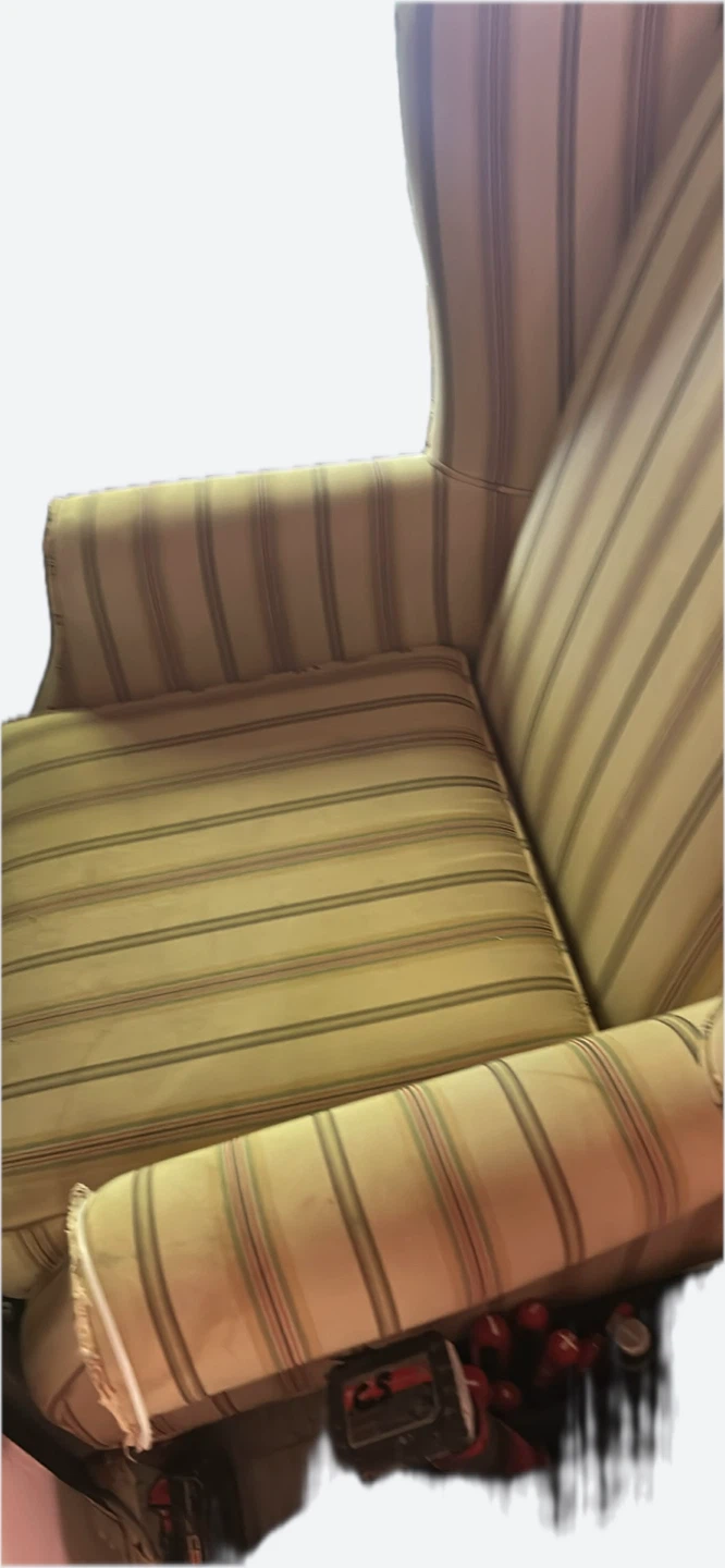 Yellow large wing chair, pet free