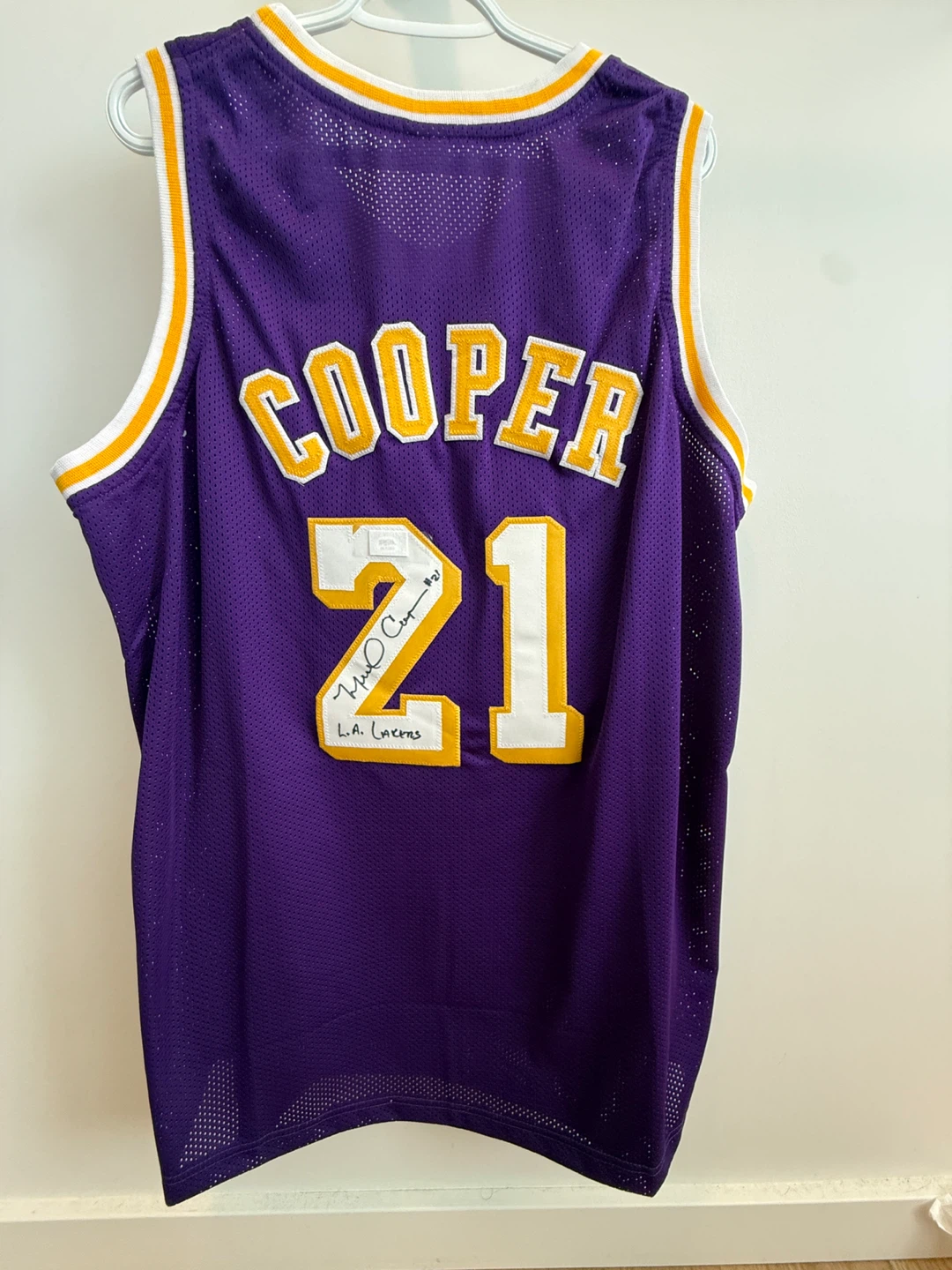 L.A. Lakers Michael Cooper 21 Signed Basketball Jersey