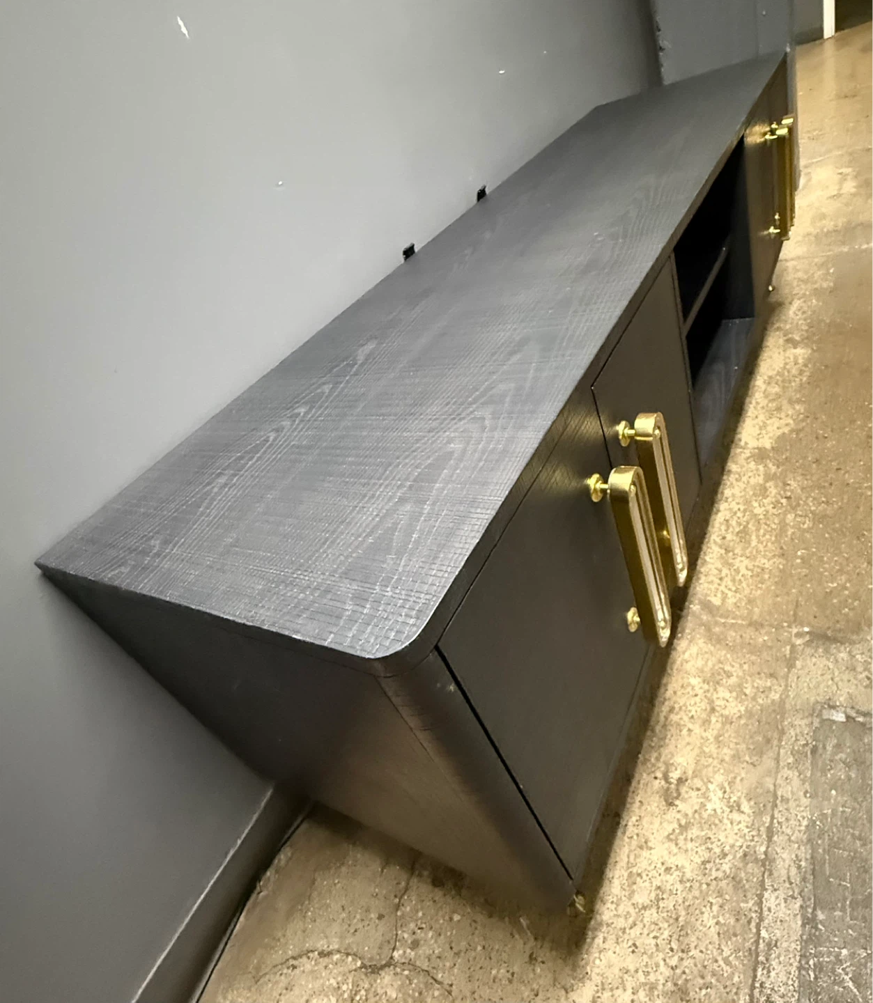 Black Media Console with Gold Hardware - photo 2