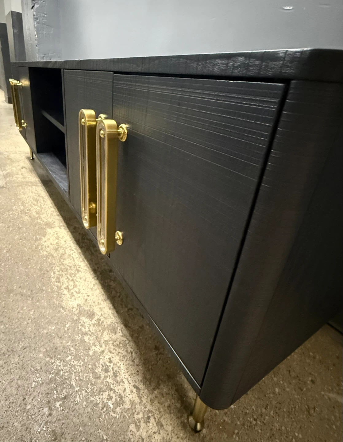 Black Media Console with Gold Hardware - photo 3