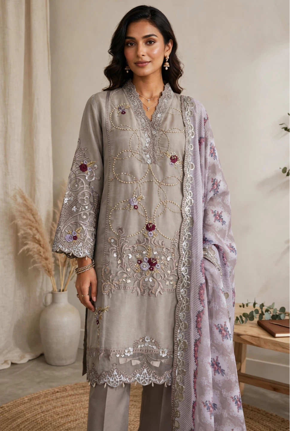 Embroidered Suit Set