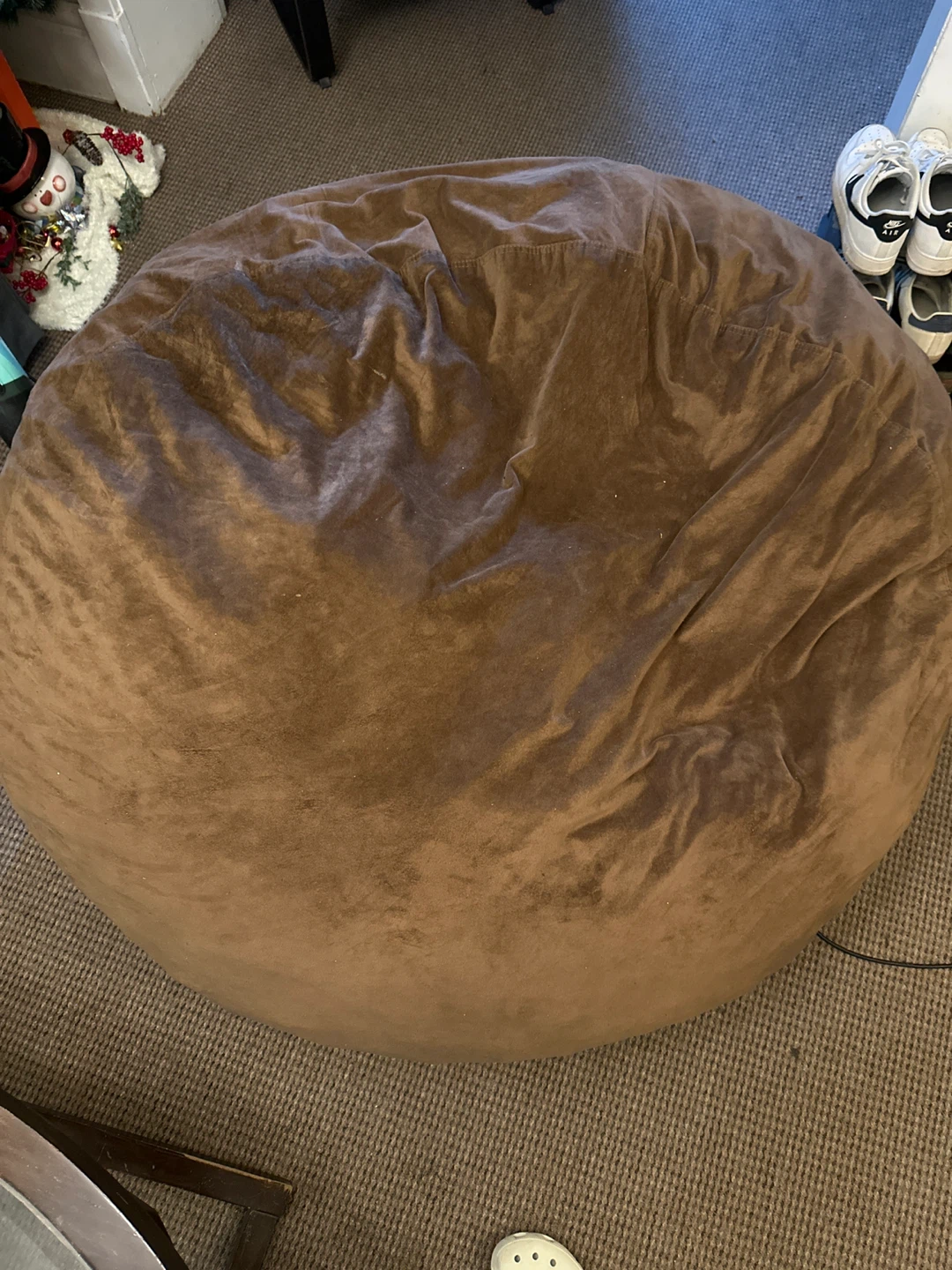 Brown Velour Bean Bag Chair - photo 2