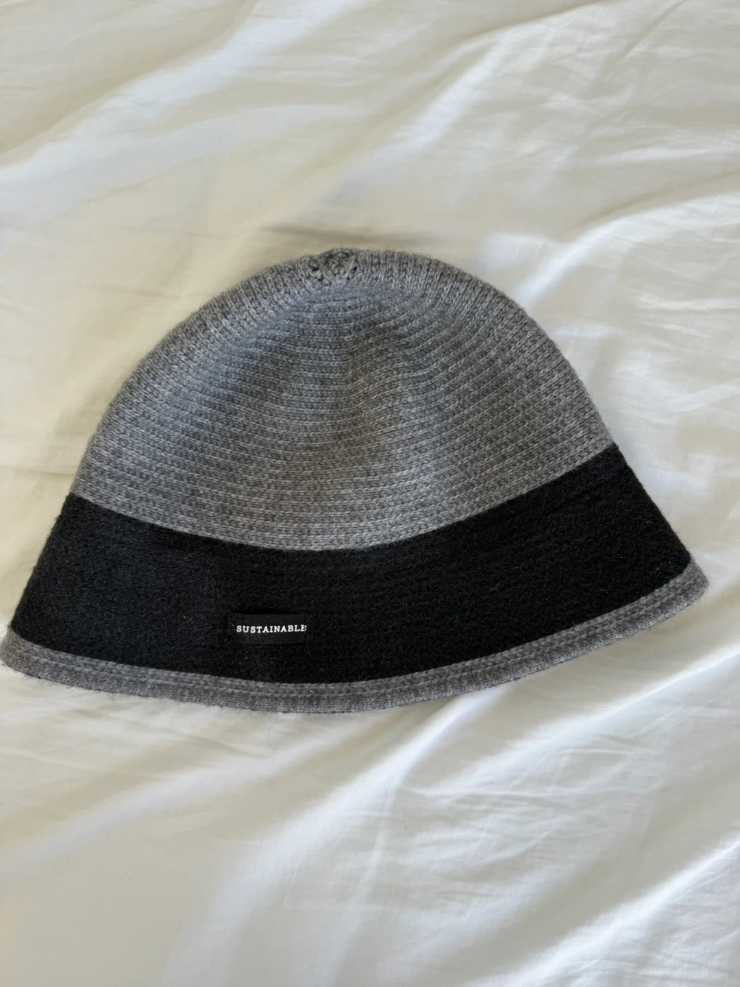 Brilliant F Knit Bucket Hat - Grey and Black