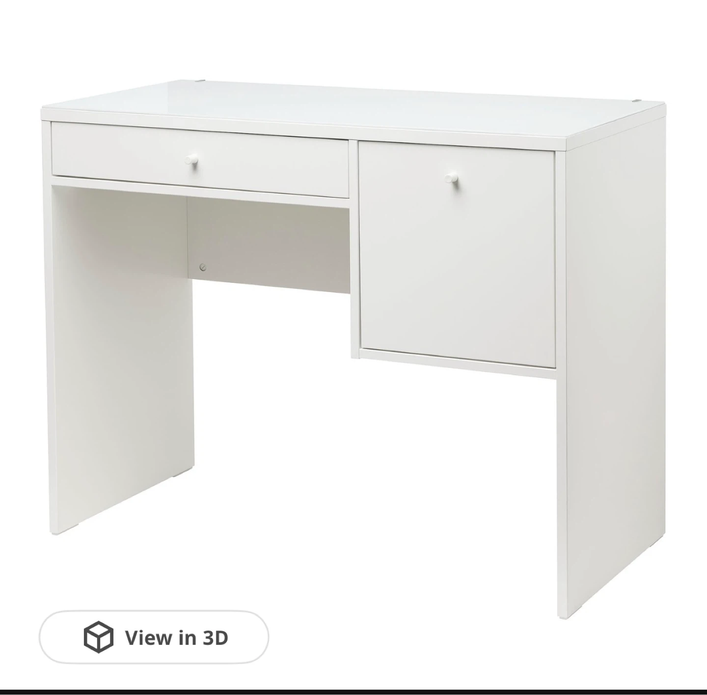 White Desk with Drawer and Cabinet