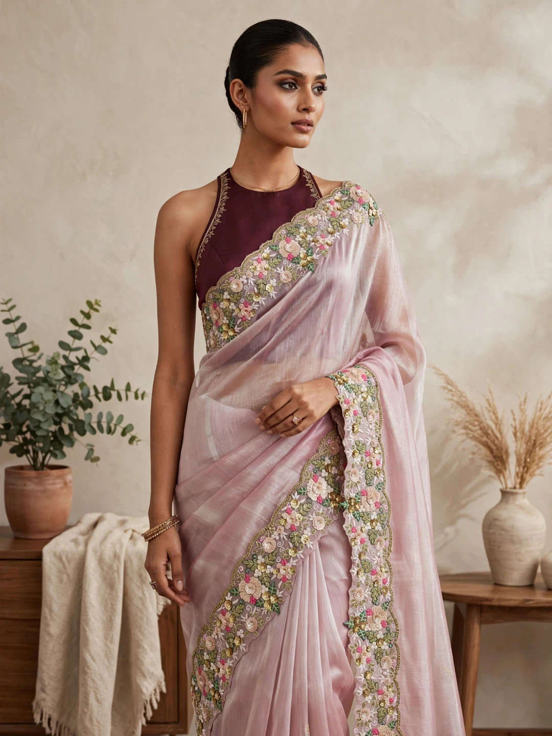 Embroidered Saree Set