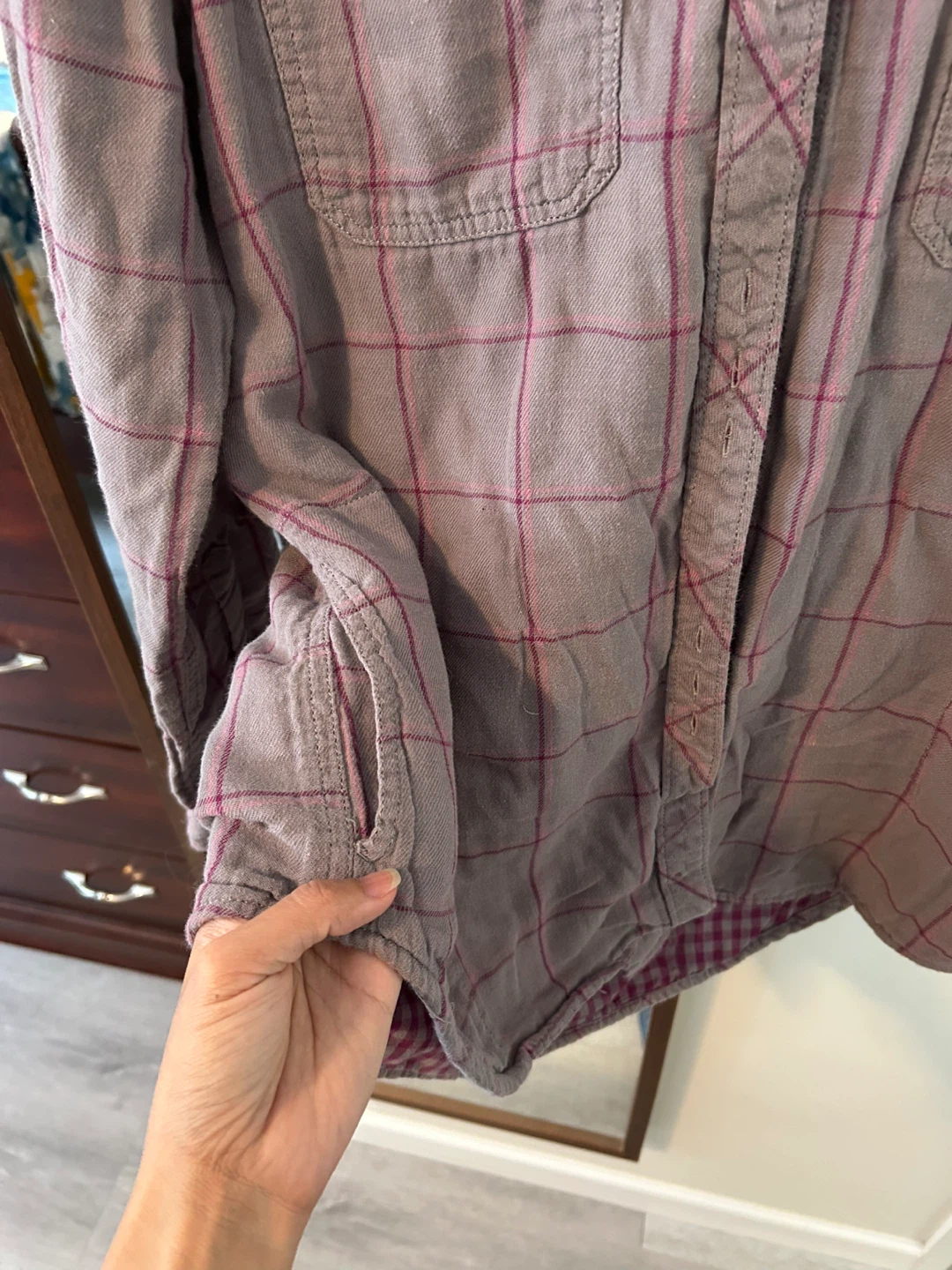 DH3 Plaid Flannel Shirt - Grey/Pink - photo 4