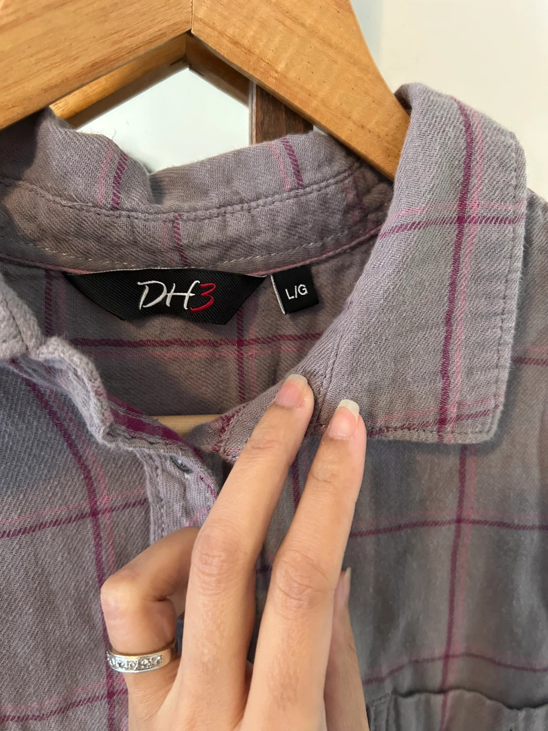 DH3 Plaid Flannel Shirt - Grey/Pink - photo 2