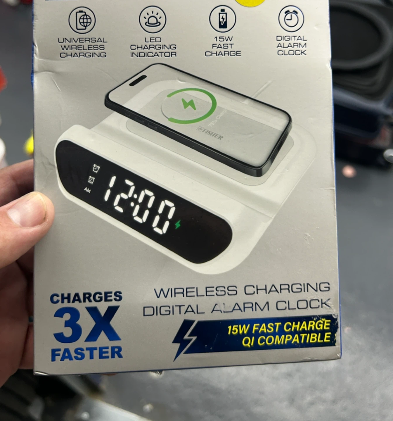 Fisher Tech Essentials Wireless Charging Digital Alarm Clock