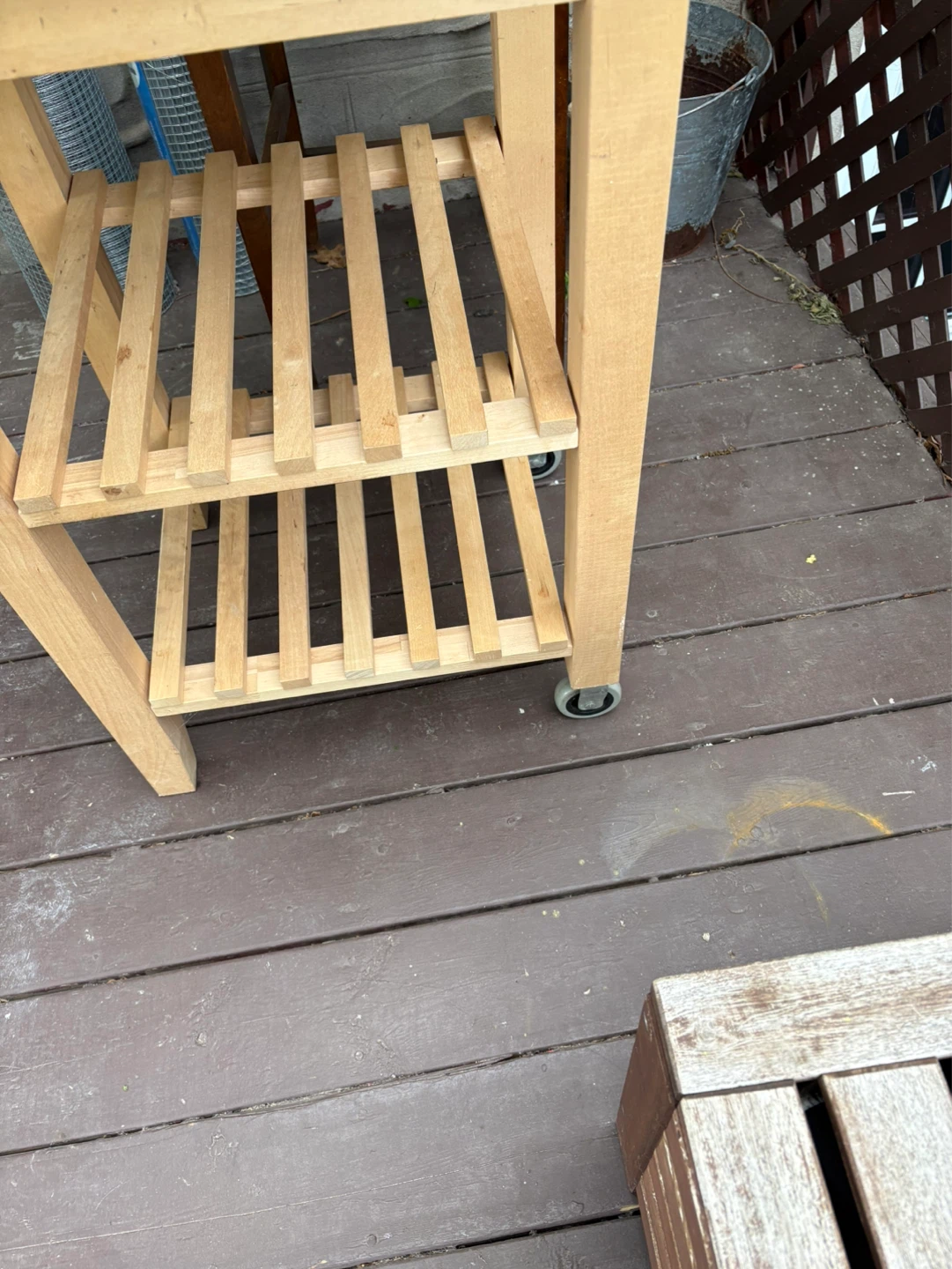 Wood table with wheels. Portable. - photo 2