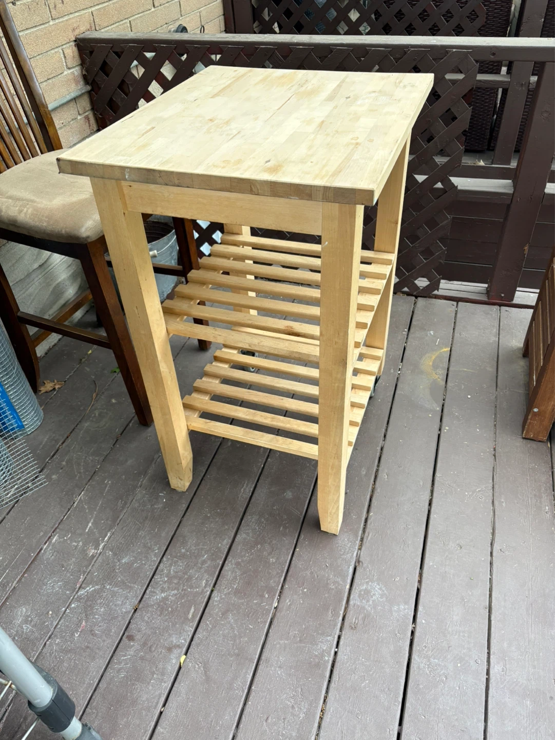 Wood table with wheels. Portable. - photo 4