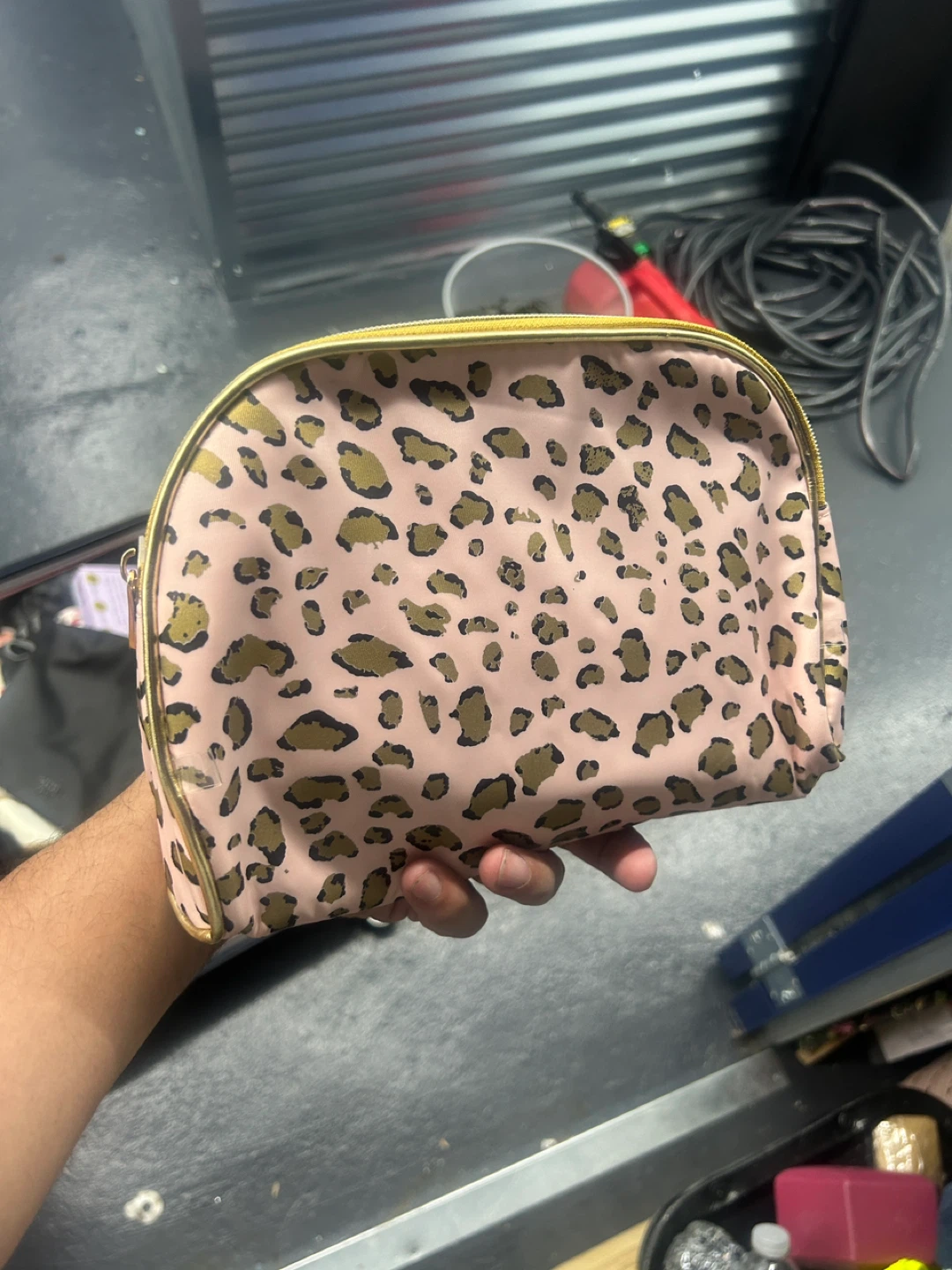 Pink Leopard Print Cosmetic Bag