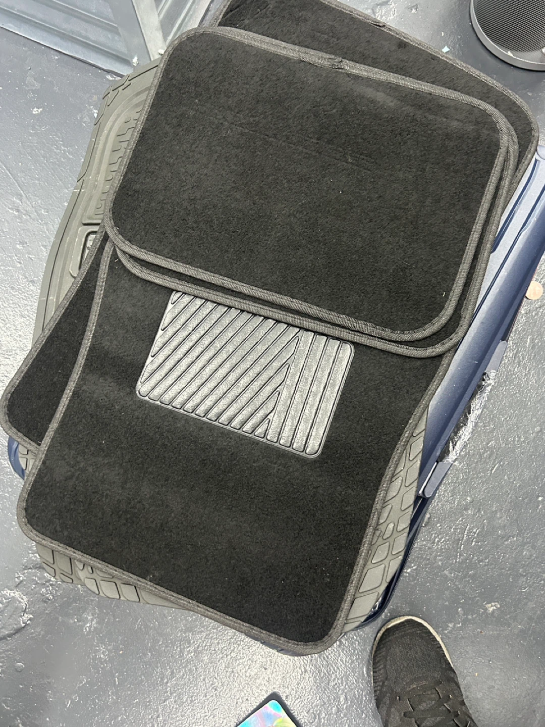 Black Carpet Floor Mats with Rubber Heel Pad