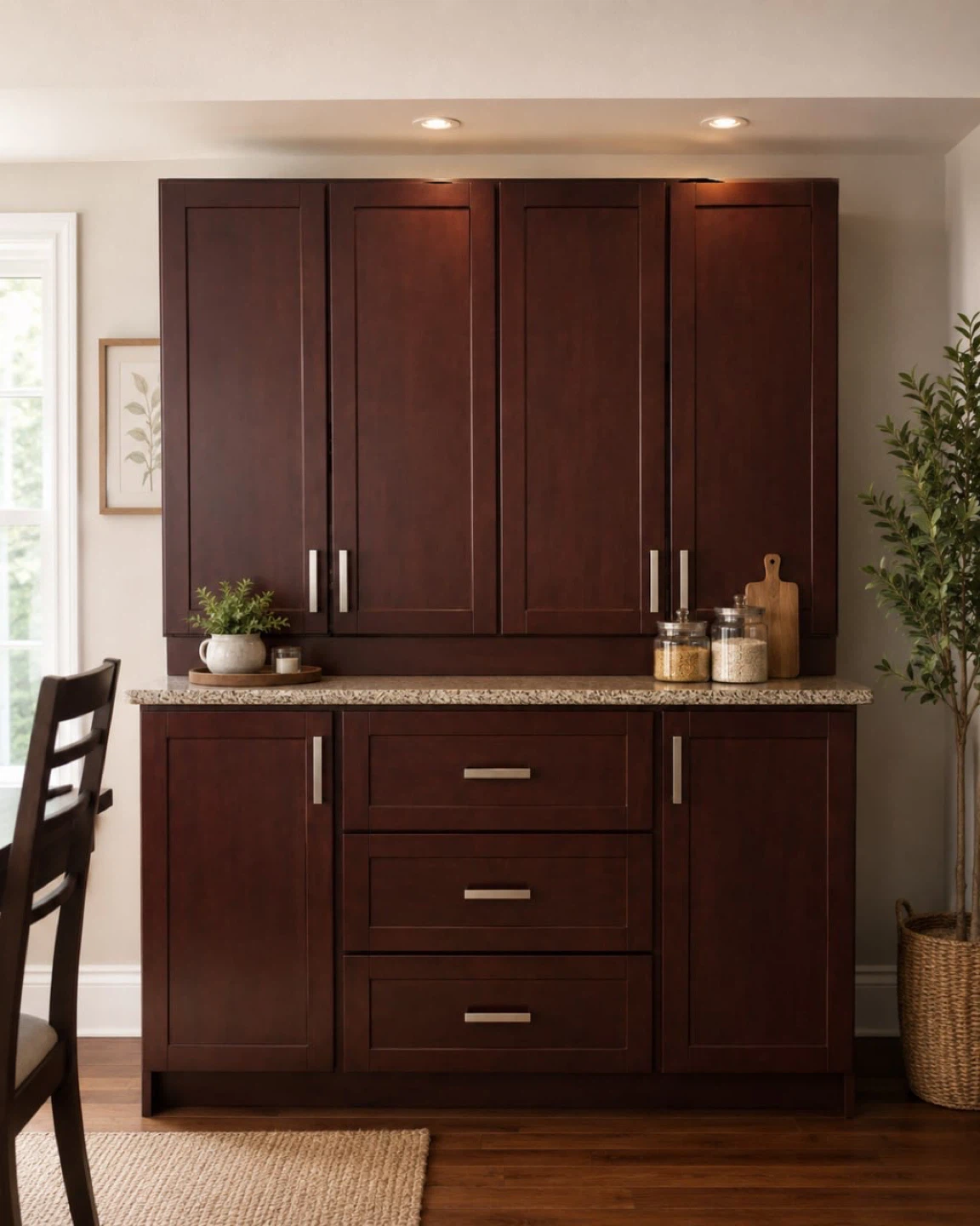 (NEW) Kitchen Cabinet Set - Dark Cherry