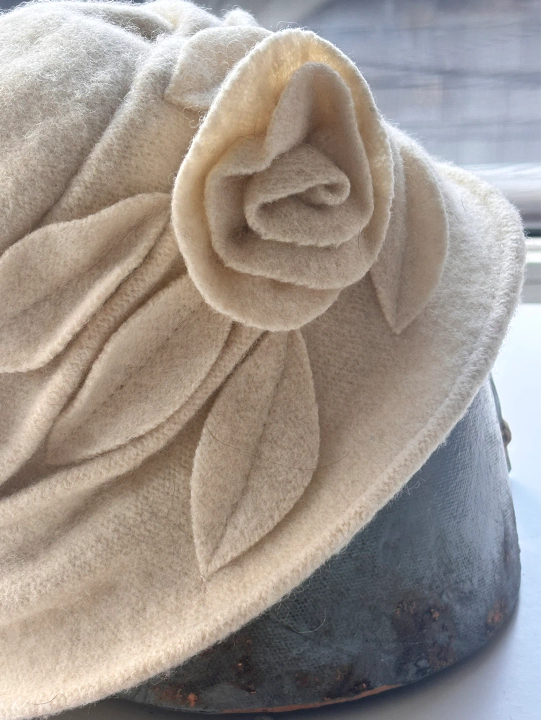 Women's Wool Cloche Hat with Flower Accent - photo 4