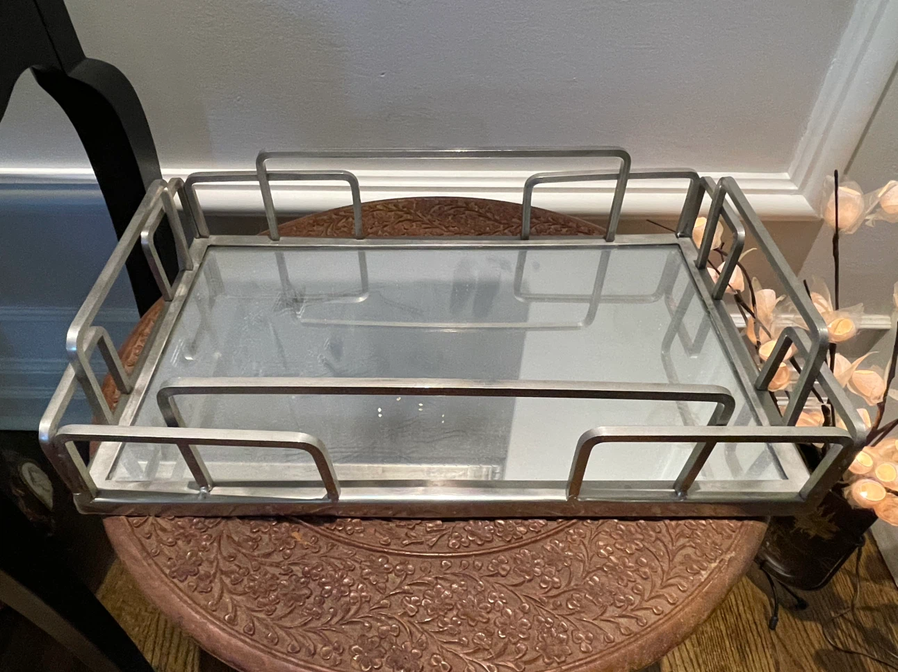 Metal and Glass Serving Tray