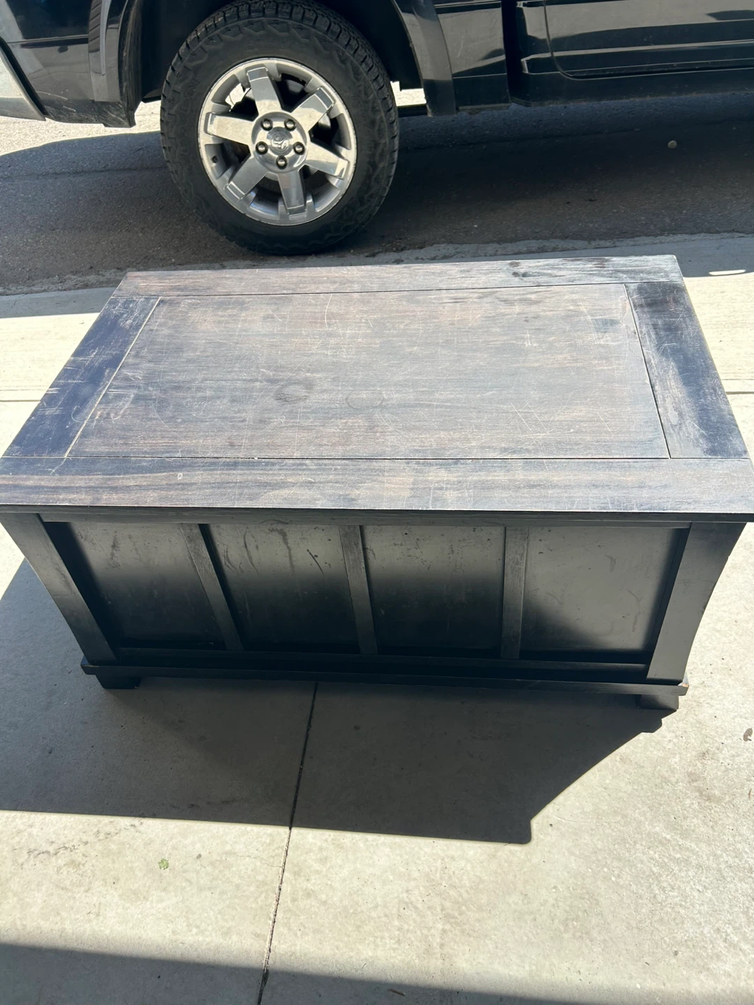 Black Wooden Storage Trunk Coffee Table