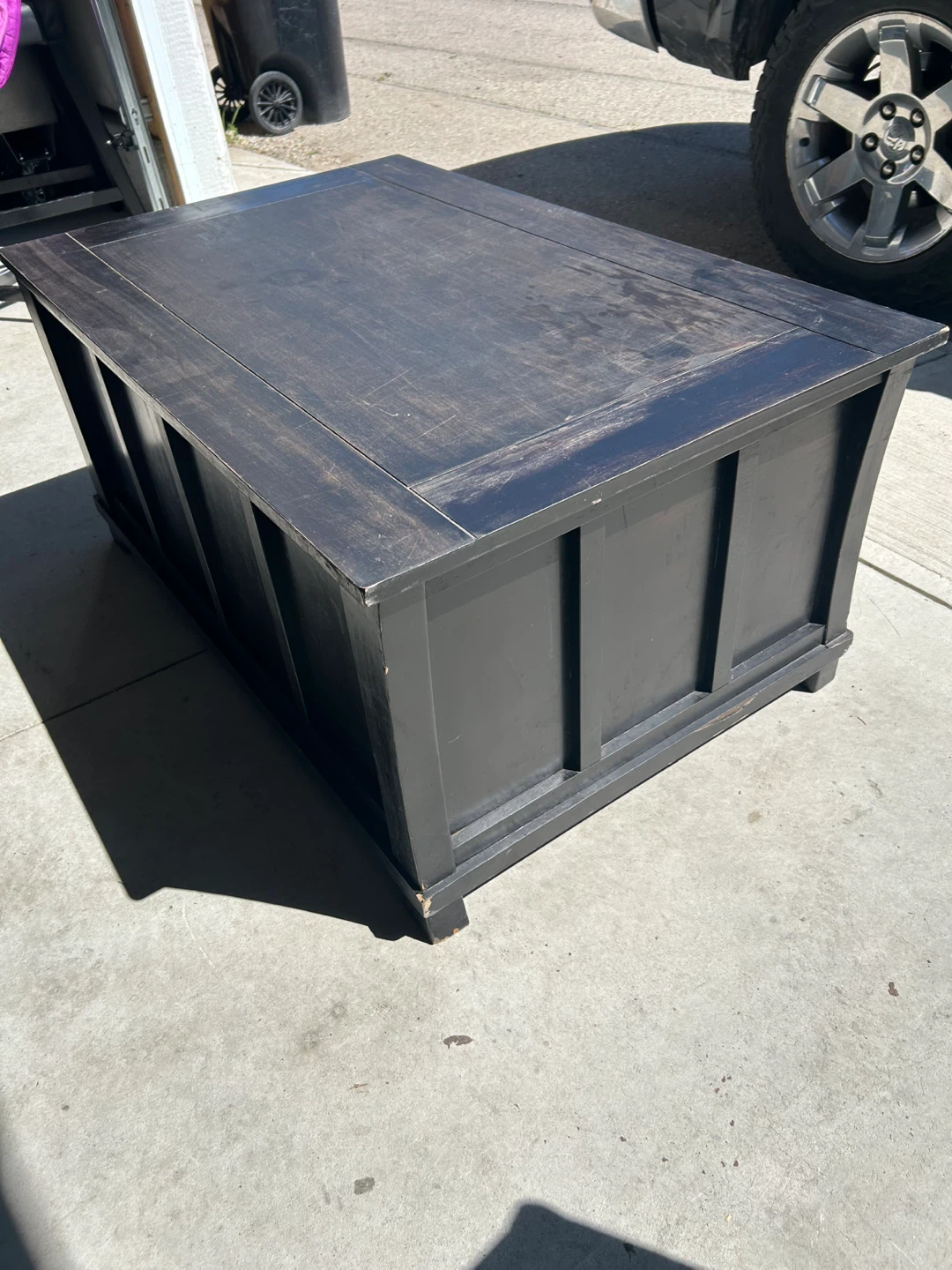 Black Wooden Storage Trunk Coffee Table - photo 2