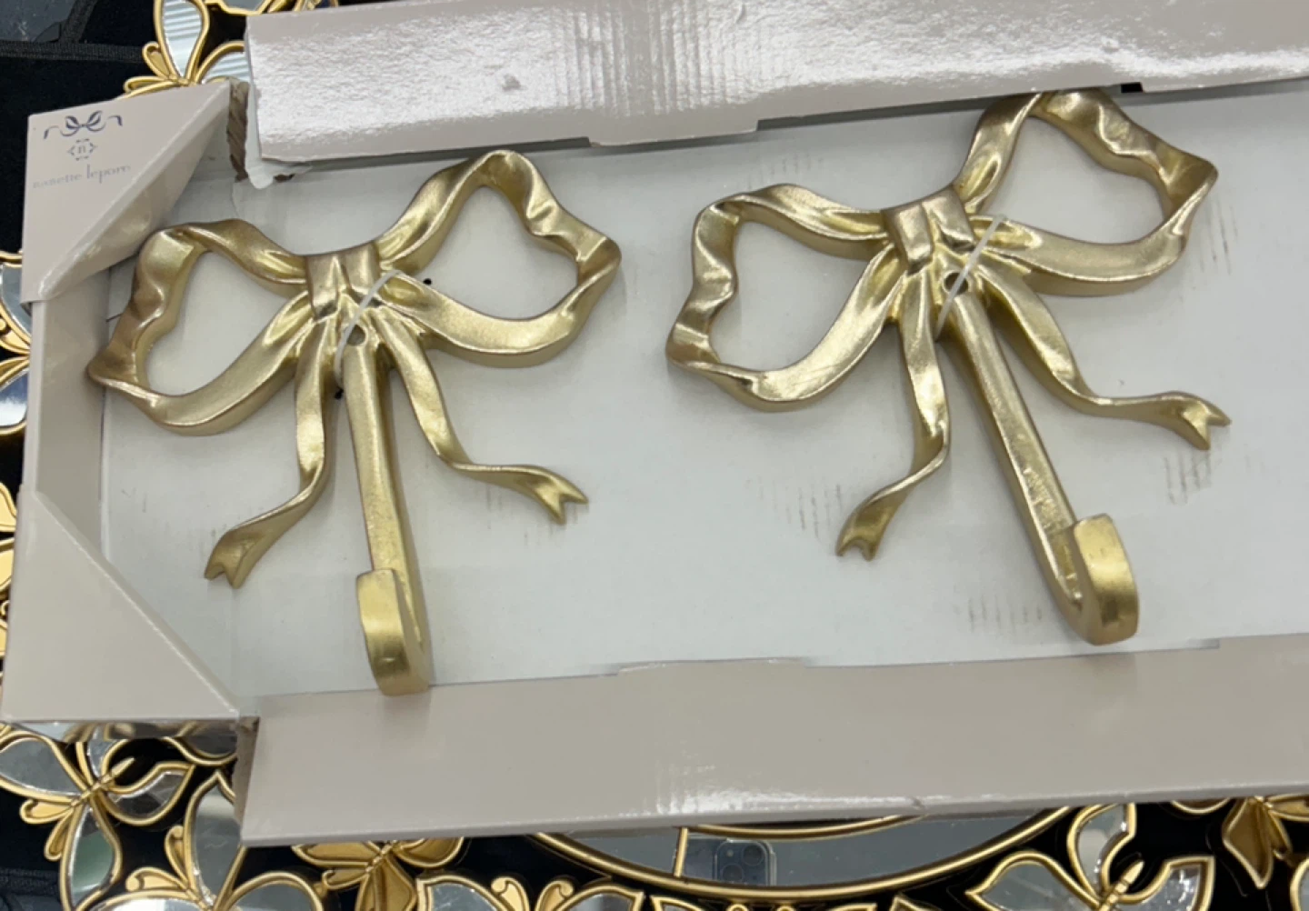 Nanette Lepore Set of 2 Gold Bow Wall Hooks
