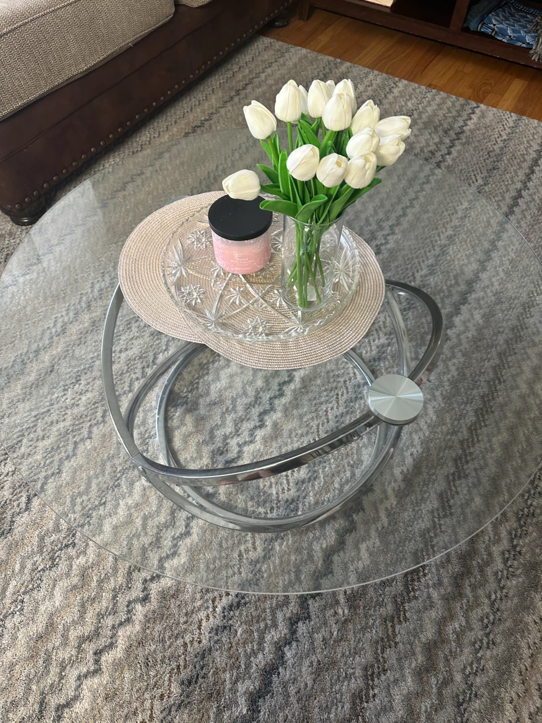 Round Glass Top Accent Table set of 3