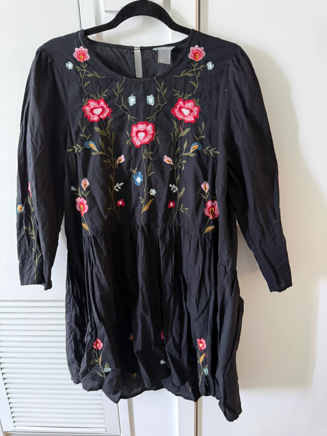 Lindex Embroidered Black Dress - size L - photo 2