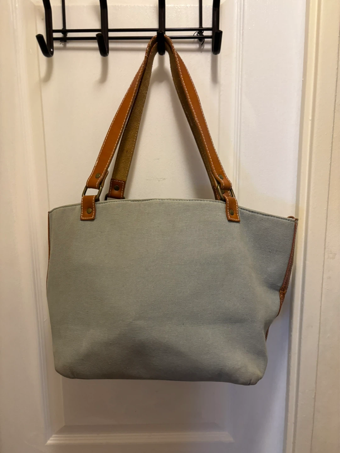 Canvas tote bag with leather accents - photo 4