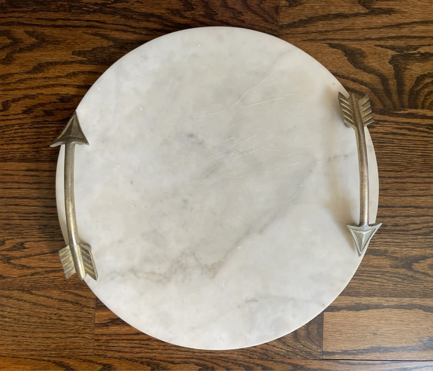 Marble Serving Tray with Arrow Handles