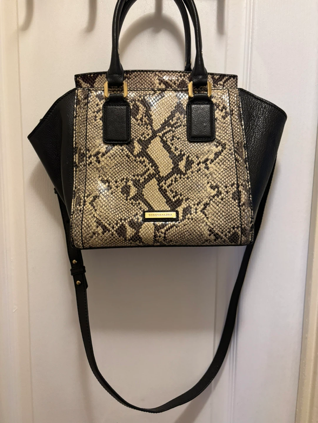 BCBGMAXAZRIA Snakeskin Satchel Handbag