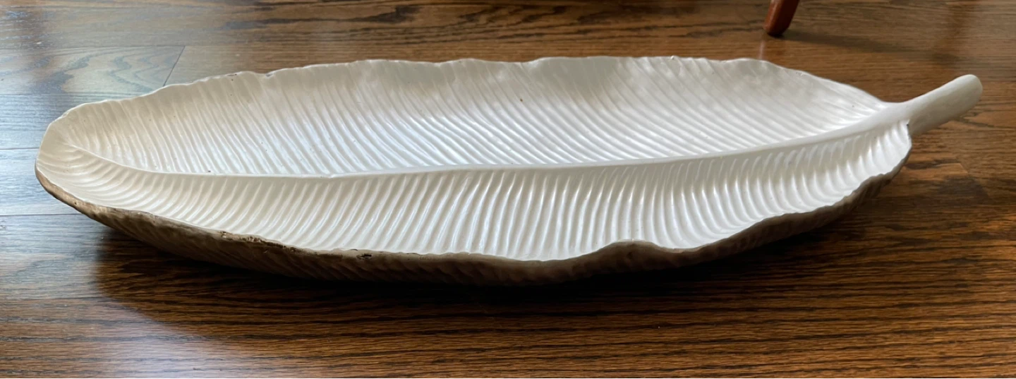 Decorative Leaf Dish - White & silver - photo 2
