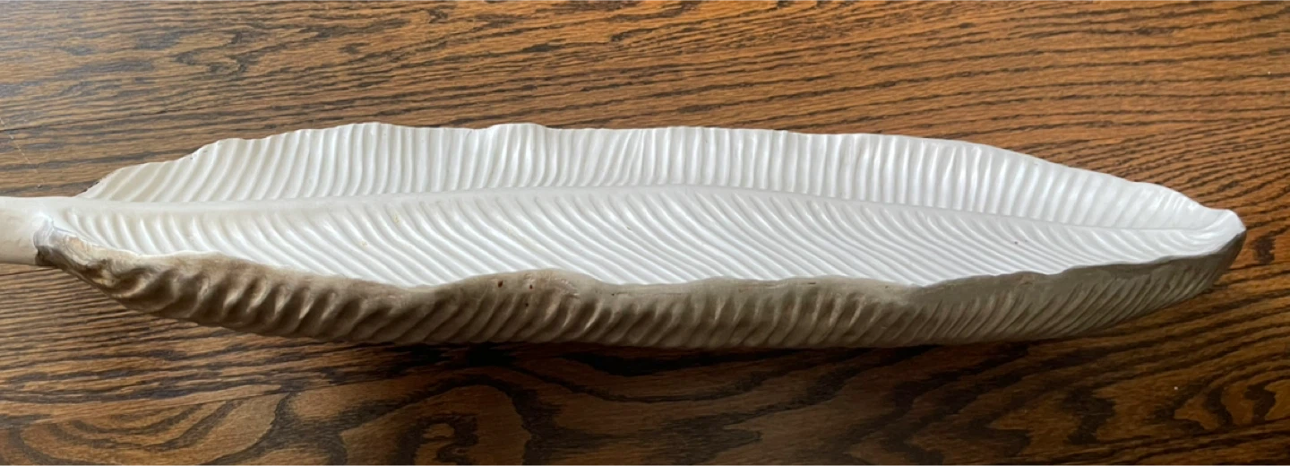 Decorative Leaf Dish - White & silver - photo 3