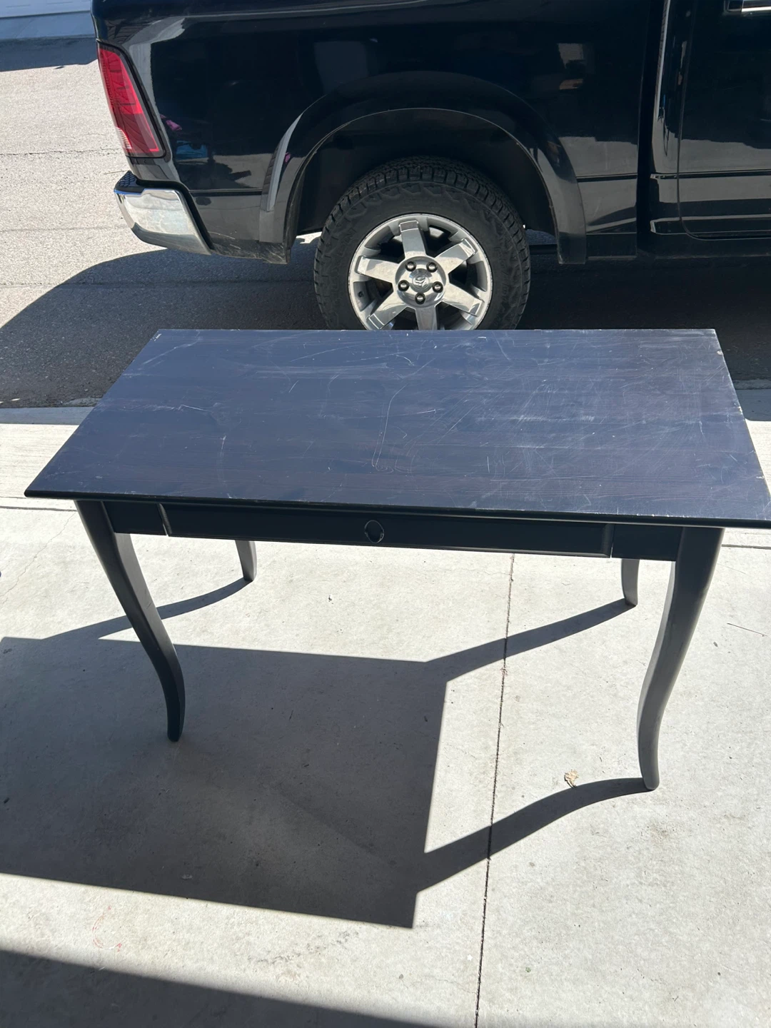 Black Wooden Writing Desk with Drawer