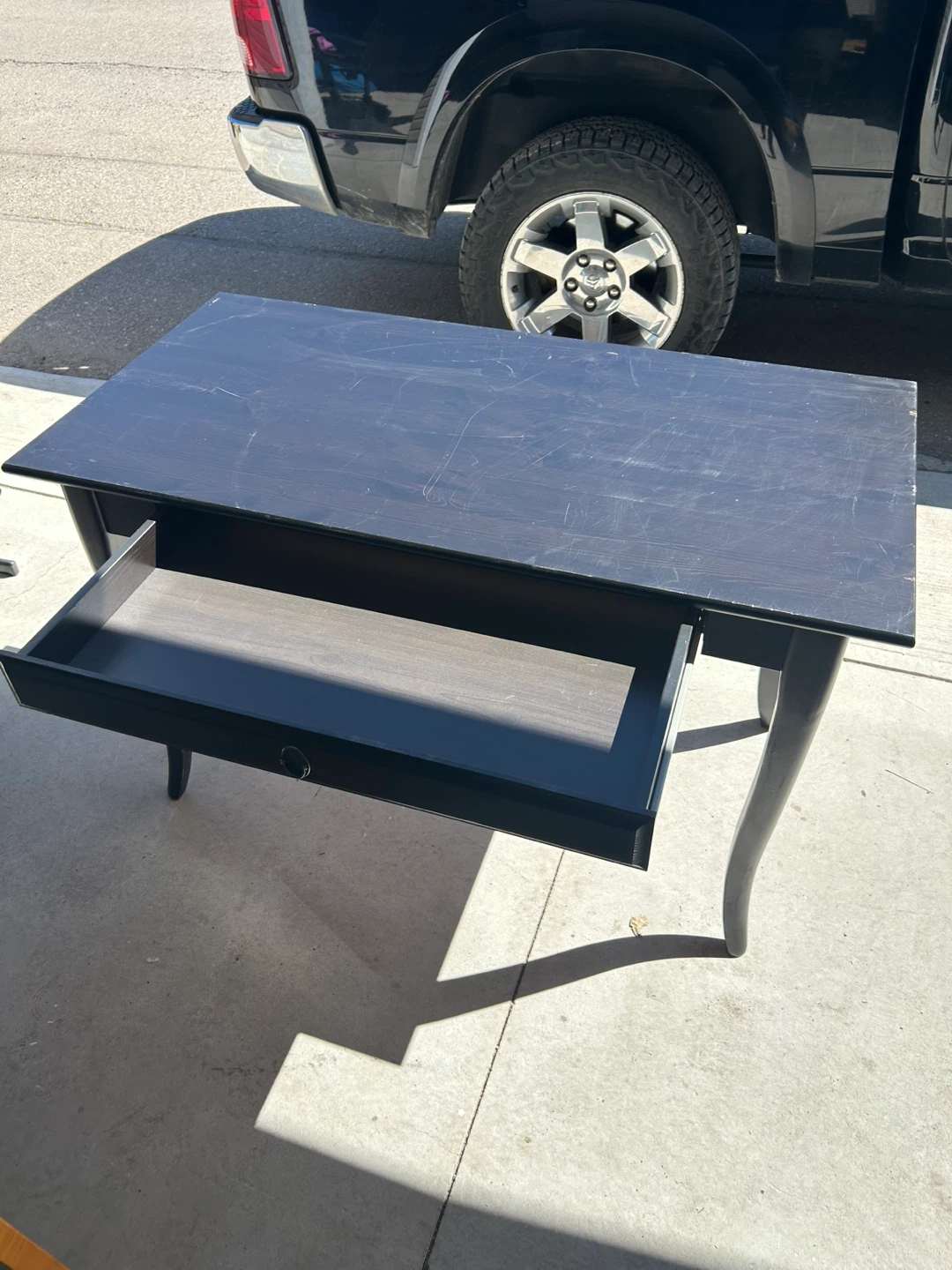 Black Wooden Writing Desk with Drawer - photo 2