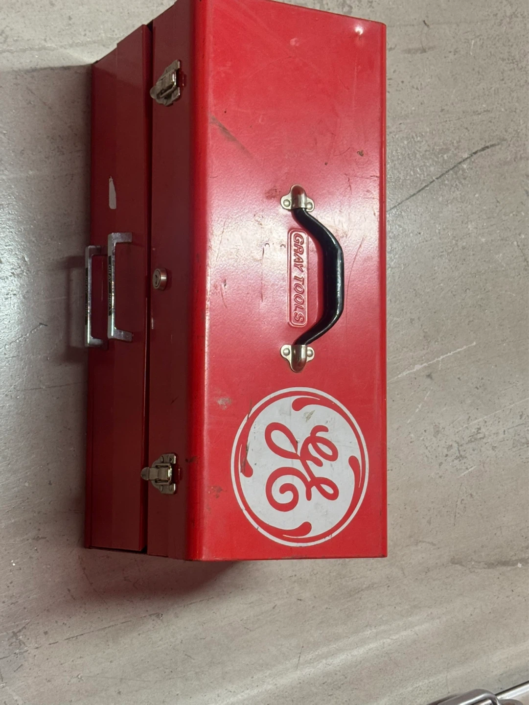 GE Gray Tools Red Metal Toolbox