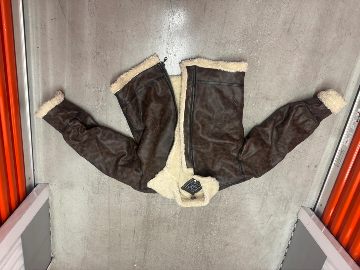 Men's Faux Leather Sherpa Lined Jacket - XXL - photo 4