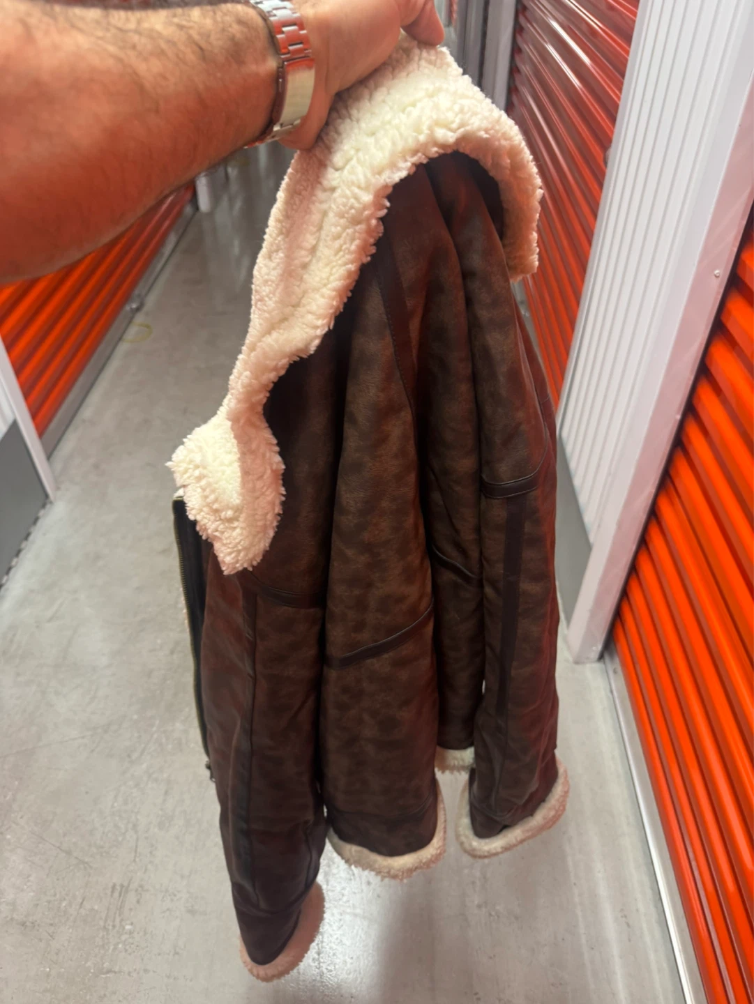 Men's Faux Leather Sherpa Lined Jacket - XXL - photo 2