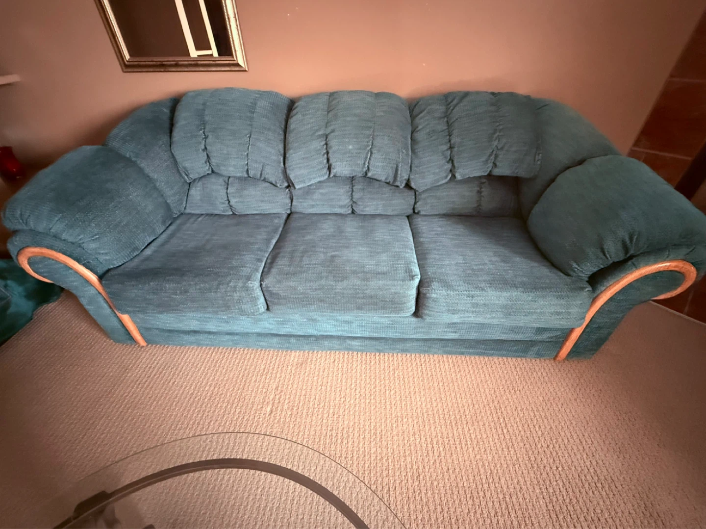 Teal Green Sofa and Love Seat - photo 2