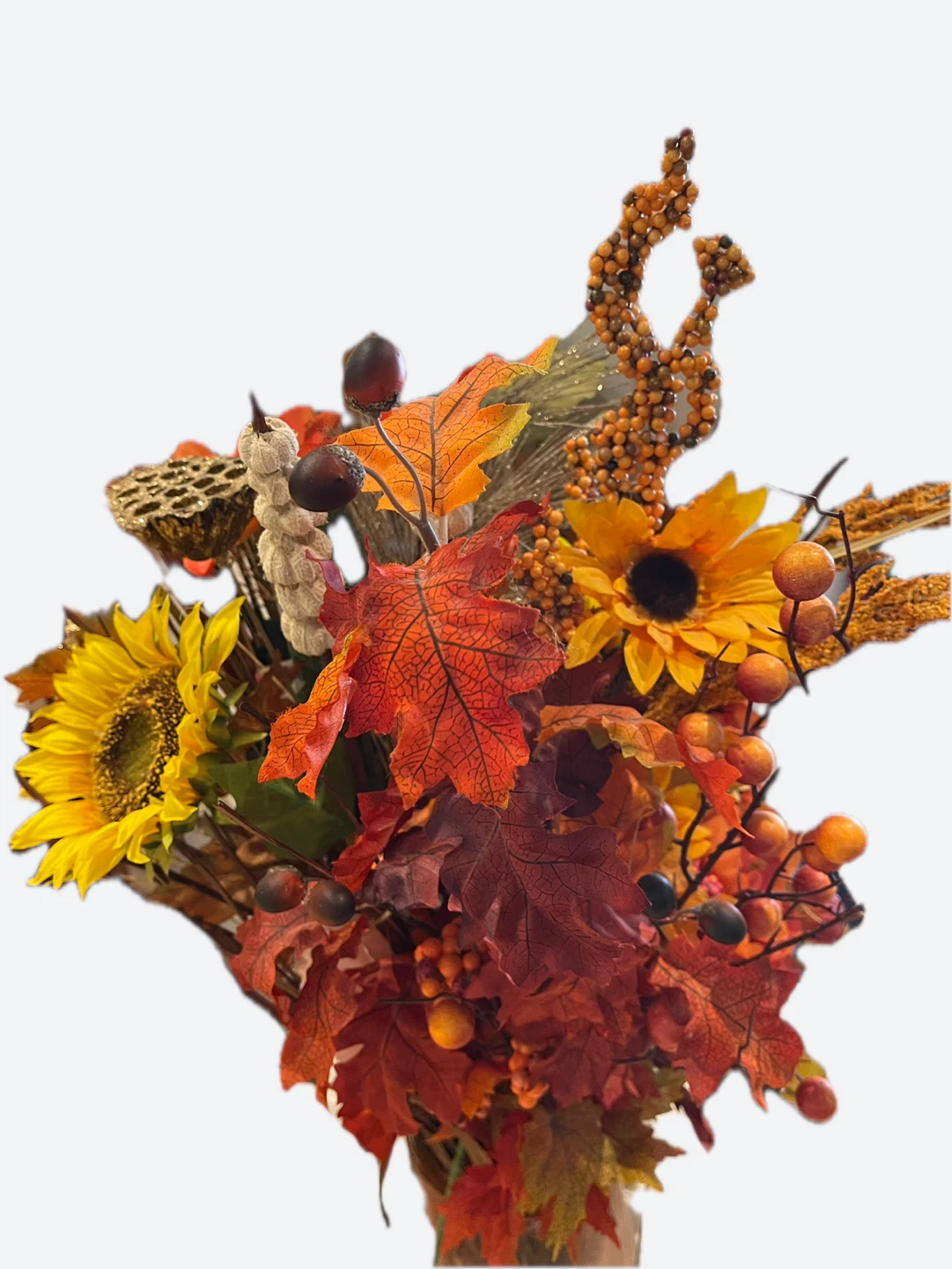 Fall Floral Arrangement in Amber Vase - photo 3