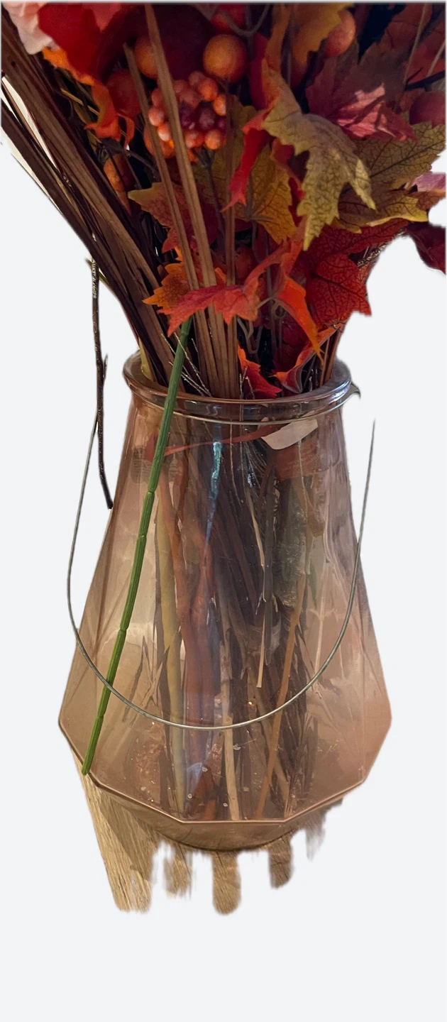 Fall Floral Arrangement in Amber Vase - photo 4
