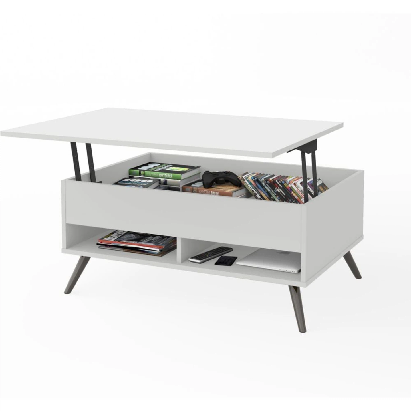 White Lift-Top Coffee Table with Storage