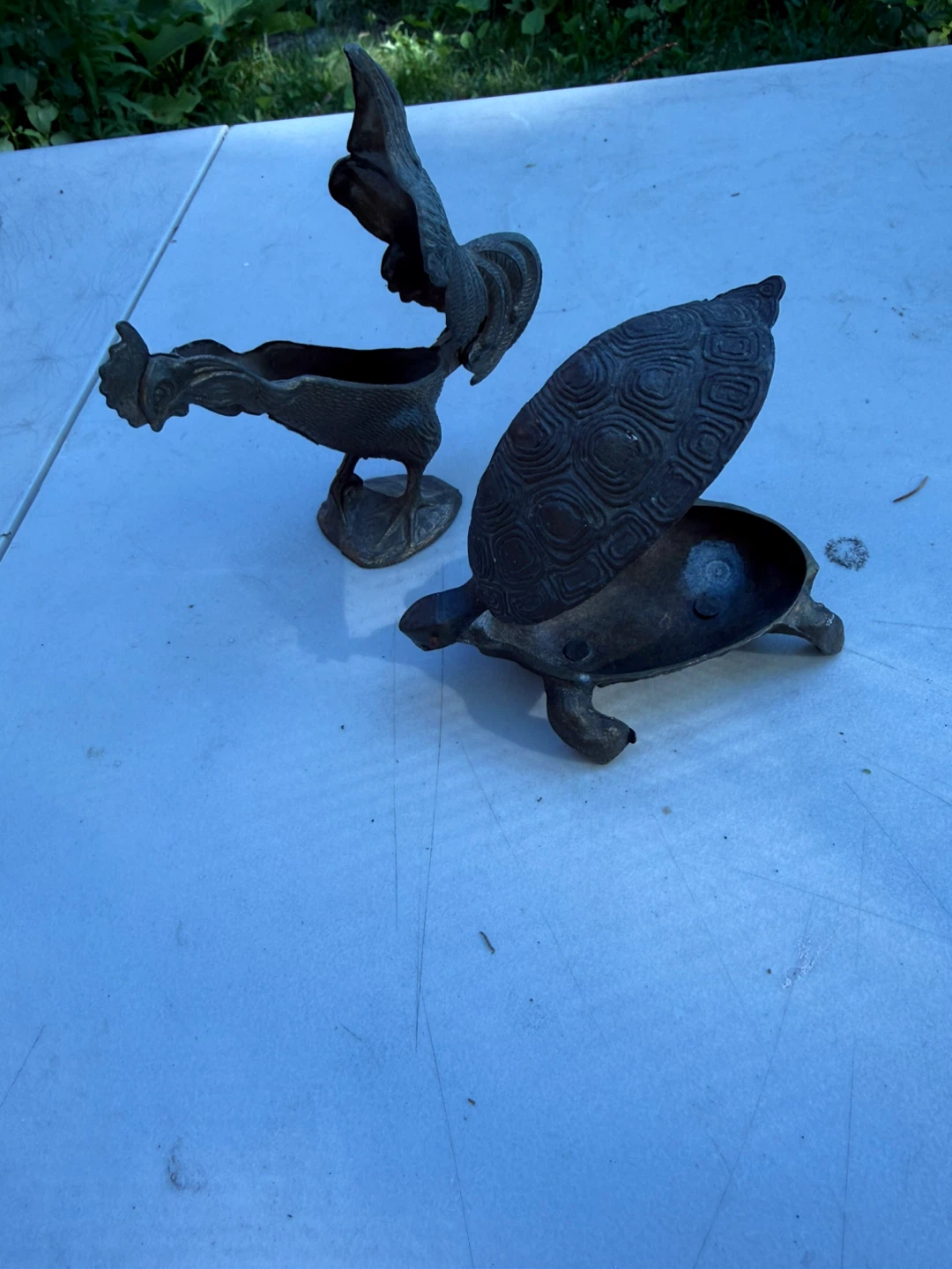 Vintage Metal Rooster and Turtle Trinket Boxes - photo 2