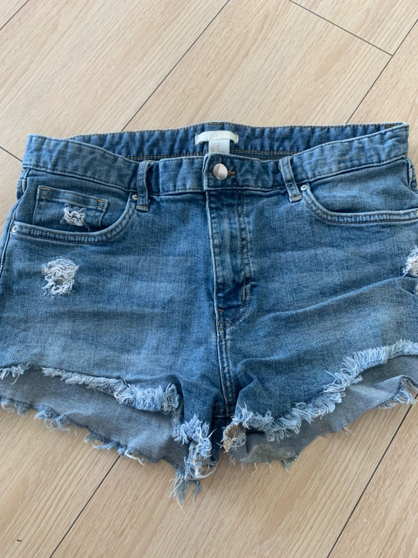 H&M Blue Denim Distressed Cutoff Shorts